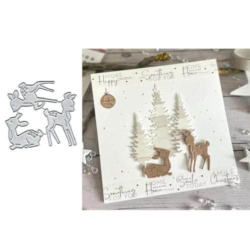 3 x Weihnachts-Hirsch-Stanzformen, 3 x Hirsch-Stanzschablonen für Bastelarbeiten, Scrapbooking, Karten, Fotoalbum, dekorative Prägepapier-Stanzformen für Scrapbooking, Kartenherstellung von TingZVen