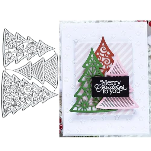 3 x Weihnachtsbaum-Stanzformen, 3 x Weihnachtsbaum-Rahmen, Metall-Stanzschablonen für Bastelarbeiten, Scrapbooking, Karten, Fotoalbum, dekorative Prägepapier-Stanzformen für Scrapbooking, von TingZVen