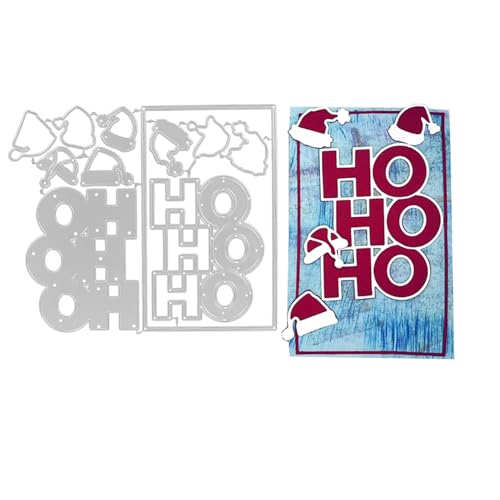 HOHOHO Stanzschablonen aus Metall, Weihnachtsmütze, Stanzschablonen für Bastelarbeiten, Scrapbooking, Karten, Fotoalbum, dekorative Prägepapier-Stanzformen für Scrapbooking, Kartenherstellung von TingZVen