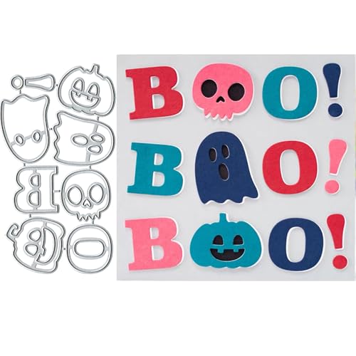 Halloween Boo Stanzschablonen aus Metall, Geister-Kürbis-Stanzformen, Stanzschablonen für DIY, Scrapbooking, Karten, Fotoalbum, dekorative Prägepapier-Stanzformen für Scrapbooking, Kartenherstellung von TingZVen