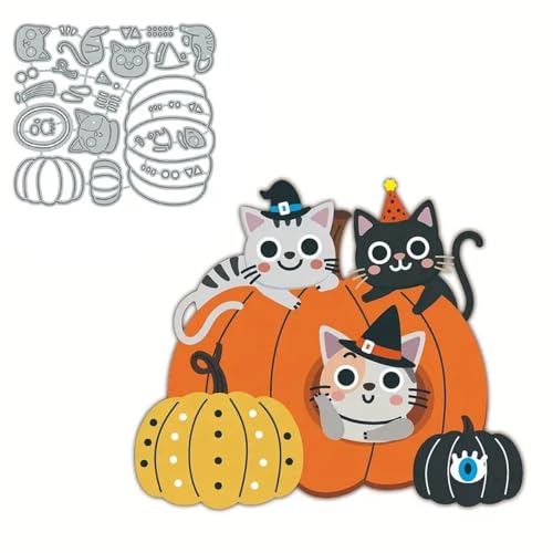 Halloween Kürbisse Katze Stanzformen, Metall Stanzformen, Halloween Kürbisse Stanzformen Cut Schablonen für DIY Scrapbooking Karten Fotoalbum Dekorative Prägepapier Stanzformen für Scrapbooking von TingZVen