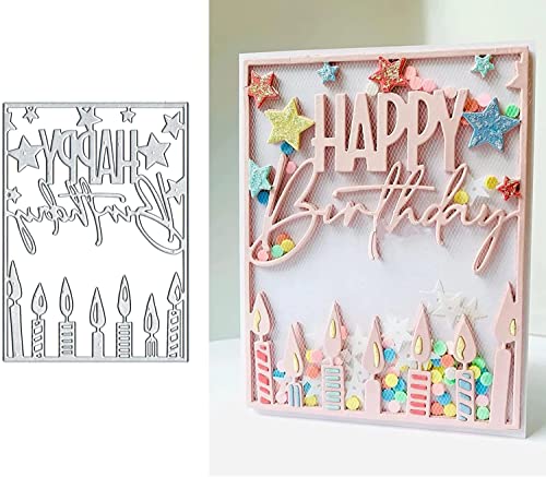 Happy Birthday Frame Metal Die Cuts, Happy Birthday Frame Card Metal Cutting Dies Cut Schablonen für DIY Scrapbooking Karten Dekorative Prägepapier Stanzformen für Scrapbooking Kartenherstellung von TingZVen