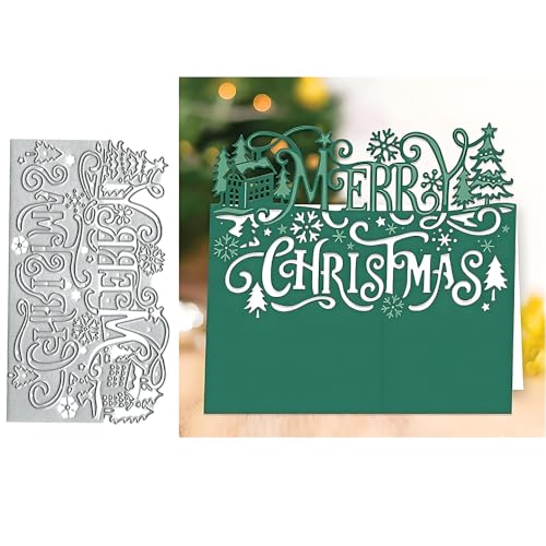 "Merry Christmas"-Spitzen-Stanzformen, Metall-Stanzformen, Schablonen für DIY, Scrapbooking, Karten, Fotoalbum, dekorative Prägepapier-Stanzformen für Scrapbooking, Kartenherstellung von TingZVen