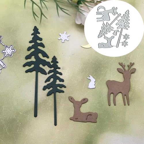 Metall-Stanzschablonen mit Weihnachtsmotiven, Hirschbaum, Stanzschablonen für Bastelarbeiten, Scrapbooking, Karten, Fotoalbum, dekorative Prägepapier-Stanzformen für Scrapbooking, Kartenherstellung, 2 von TingZVen