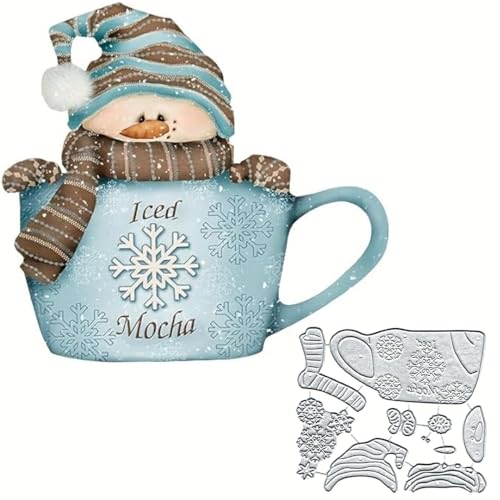 Schneemann-Kakaotasse Metall stanzformen Stanzteile Metall, Papierkarten-Stanzformen, Schnittschablonen für DIY-Prägung, Kartengestaltung, Buchanhänger, dekorative Papierformen, Scrapbooking von TingZVen