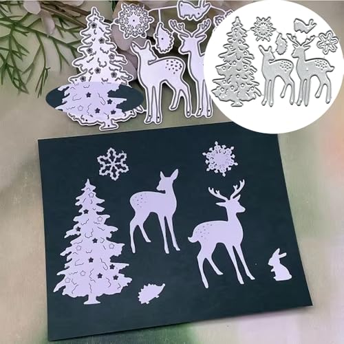 Weihnachtsbaum-Hirsch-Stanzformen, Metall-Stanzformen, Weihnachtsbaum-Hirsch-Stanzschablonen für DIY, Scrapbooking, Karten, Fotoalbum, dekorative Prägepapier-Stanzformen für Scrapbooking, von TingZVen