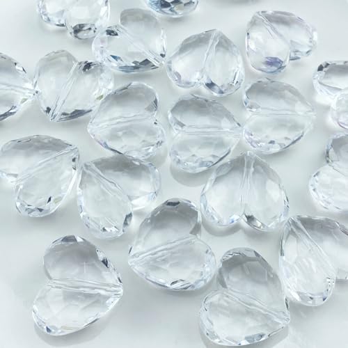 Tingoons 20 Stück 28 x 25 mm Acryl-Perlen in Herzform, klare bunte Bastelperlen mit Loch, Abstandshalter, Perlen für Heimdekoration, DIY, Handwerk, Schmuckherstellung, Armband, Halskette, Ohrringe von Tingoons