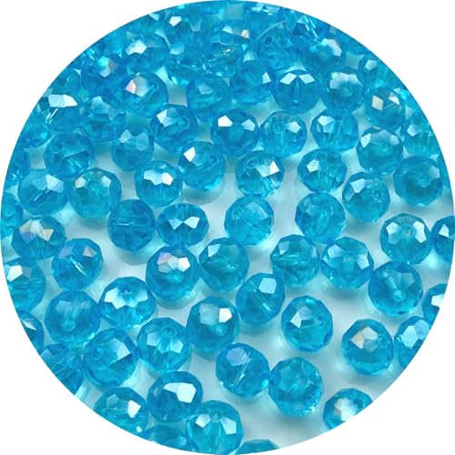 Tingoons Kristallglasperlen, 10 mm, facettierte Perlen, Briolette-Rondelle-Perlen, lose Abstandshalter-Perlen für DIY-Handwerk, Schmuckherstellung, Armband, Halskette, Ohrringe, 60 Stück (Aquamarin von Tingoons