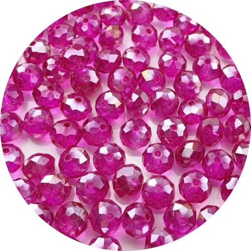 Tingoons Kristallglasperlen, 10 mm, facettierte Perlen, Briolette-Rondelle-Perlen, lose Abstandshalter-Perlen für DIY-Handwerk, Schmuckherstellung, Armband, Halskette, Ohrringe, 60 Stück (Rose AB) von Tingoons