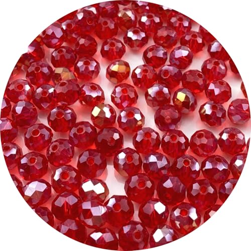 Tingoons Kristallglasperlen, 10 mm, facettierte Perlen, Briolette-Rondelle-Perlen, lose Abstandshalter-Perlen für DIY-Handwerk, Schmuckherstellung, Armband, Halskette, Ohrringe, Rot, 60 Stück von Tingoons