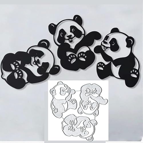 3 Teile/satz Tier Panda Dekor Metallstanzformen, Stanzformen, Papierkarten-Stanzformen, Schnittschablonen für DIY-Prägung, Kartengestaltung, Buchanhänger, dekorative Papierformen, Scrapbooking von TingZVen