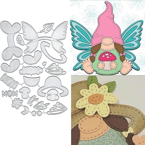 Frühlings-Schmetterlingszwerg Metallstanzformen, Stanzformen, Papierkarten-Stanzformen, Schnittschablonen für DIY-Prägung, Kartengestaltung, Buchanhänger, dekorative Papierformen, Scrapbooking von TingZVen