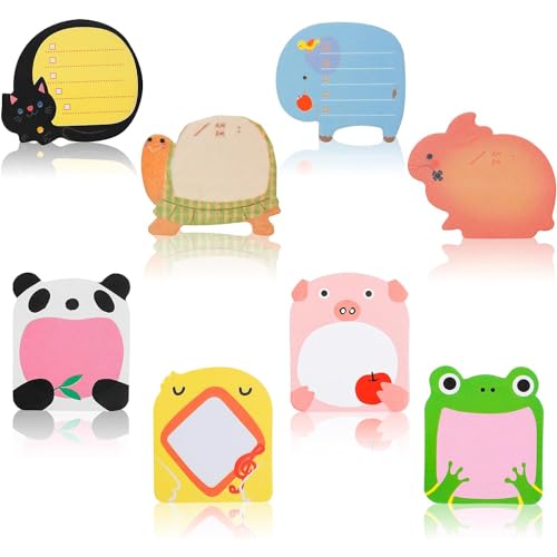 24 Packungen mit Süßen Notizzetteln, Selbstklebende Tiernotizen, Mini-Cartoon-Notizen, Kawaii Tiernoten, Kreative Haftnotizen, Nachrichtenaufkleber, Ideal für Schul, Heim und Bürobedarf (8 Farben) von Tinkber