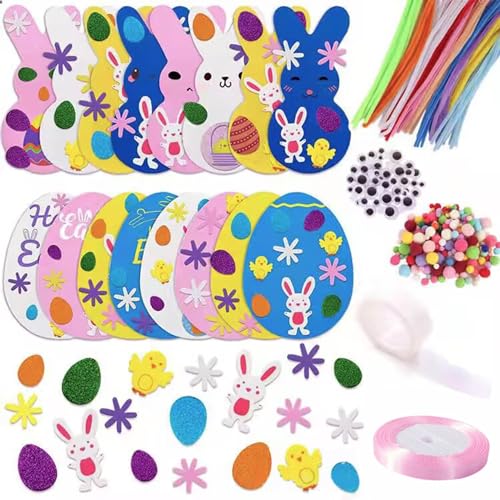 334 Teiliges Ostern-Schaumaufkleber-Set, Ostereier-Hasen-Küken-Aufkleber, Selbstklebende Ostern-Kinderbasteleien, Ostern Schaumstoff Sticker, für Kinder Osterparty-Hängedekoration von Tinkber