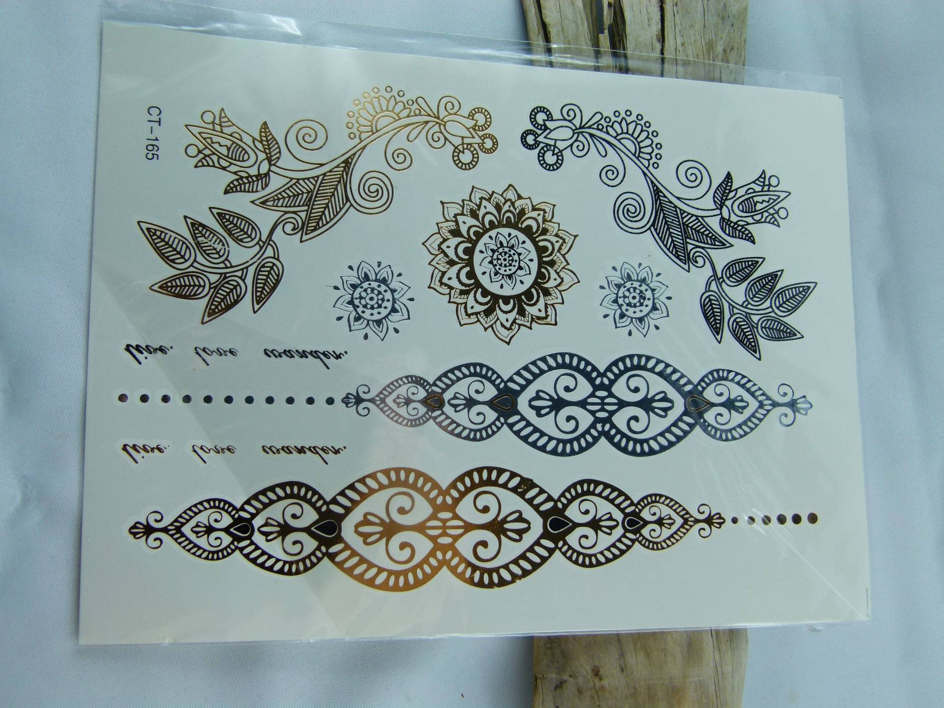 Nr. 042 - Temporary Tattoo Gold Silber Schwarz Körperschmuck Körperbild Fake Armtattoo Körpertattoo von TinkyStarShop