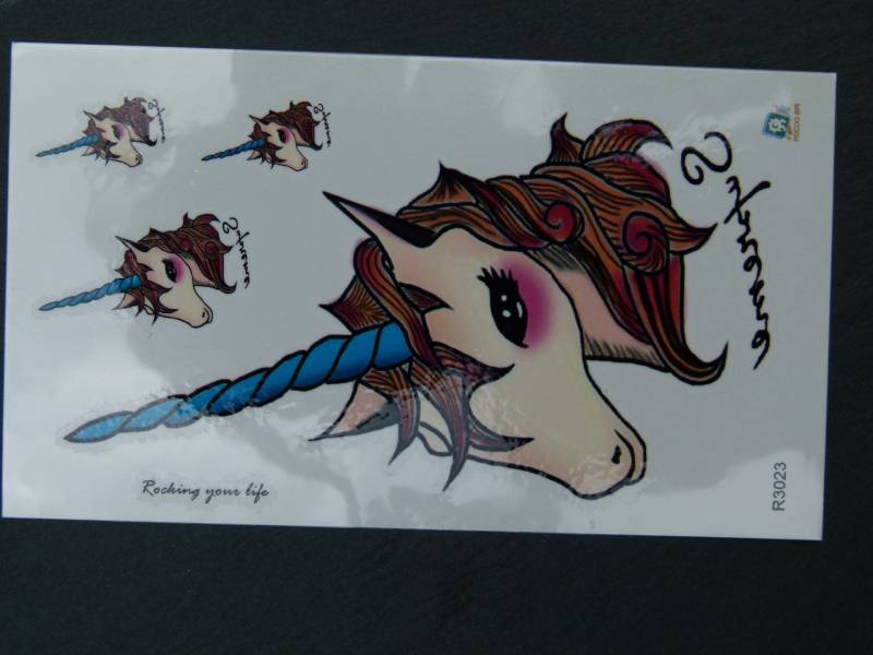 Nr. 067 - Temporäres Tattoo Boho Bunt Einhorn Junicorn Unicorn Körperschmuck Körperbild Fake Körpertattoo von TinkyStarShop