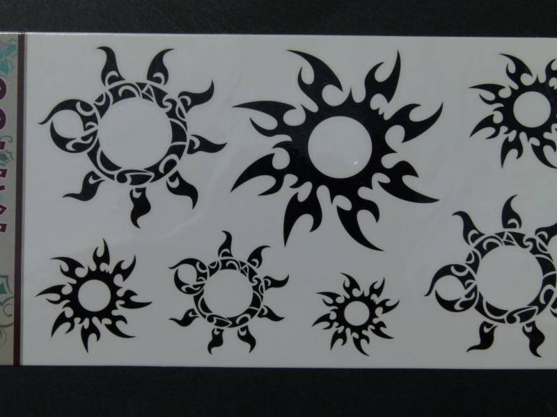 Nr. 107 - Temporäres Tattoo Boho Schwarz Sonne Emblem Bodytattoo Körpertattoo Fake Faketattoo Körperbild von TinkyStarShop