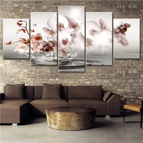 5 Stück Magnolie Blume Diamond Painting Erwachsene, 5D Diamant Painting Bilder Kinde, DIY Voll Eckige Malen Nach Zahlen Diamant Malerei Arts basteln Set mit Zubehö, für Home Wand Dekor 125x63cm N-8876 von Tinnoon