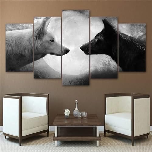 5 Stück Tier Wolf Diamond Painting Erwachsene, 5D Diamant Painting Bilder Kinde, DIY Voll Eckige Malen Nach Zahlen Diamant Malerei Arts basteln Set mit Zubehö, für Home Wand Dekor 200x100cm N-1928 von Tinnoon