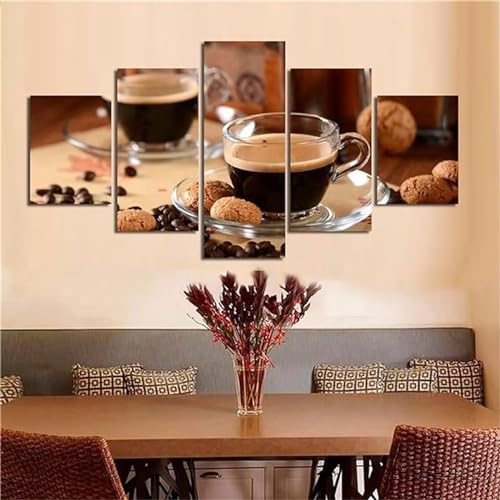 5D Diamond Art Painting 5 Pack Diamant Painting Bilder Erwachsene Kaffeetasse Diamond Painting Kinder Voll Diamant Crystal Art Malen Nach Zahlen Basteln Set für Home Décor Geschenke 125x63cm N-3826 von Tinnoon