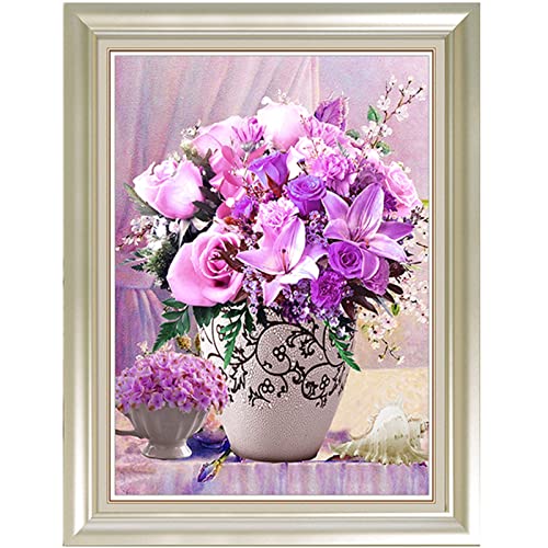 5D Diamond Painting Kits for Adults, Blume Mosaik Diamant Painting Bilder, DIY Groß Full Round Drill Embroidery Pictures Arts, Paint by Number Diamond Art Kits, for Home Wall Decor 40x60cm von Tinnoon