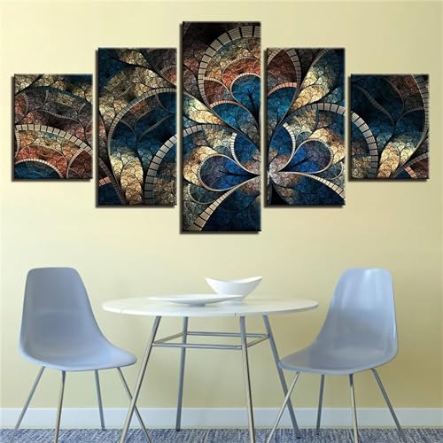 Diamond Painting 5 Teilig Groß XXL Abstrakte Blume Diamant Painting Bilder Basteln Erwachsene 100x50cm Diamond Art Painting, Voll Diamant Malerei Stickerei Kreuzstich für Room Decor Wohnwand N-1095 von Tinnoon