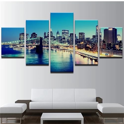 Diamond Painting 5 Teilig Groß XXL Londoner Tower Bridge Diamant Painting Bilder Basteln Erwachsene 150x75cm Diamond Art Painting, DIY Voll Diamant Malerei Stickerei für Room Decor Wohnwand N-4404 von Tinnoon