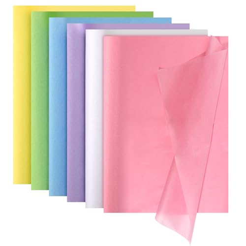 60 Blatt Seidenpapier, 6 Farben Ostergeschenkpapier 50x35cm Osterseidenpapier für Geschenktüten Rohholzzellstoff Pastellfarbenes Seidenpapier für Geschenktüten Basteln von Tinoaly