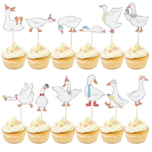 Tinoaly 24 Stück Alberne Gänse Cupcake Topper, Süße Weiße Gänse Geburtstagskuchen Dekorationen für Kindergeburtstagsparty Zubehör Babyparty Tierthema Kuchendekorationen Tinoaly 24 Stück Alberne Gänse Cupcake Topper, Süße Weiße Gänse Geburtstagskuchen Dekorationen für Kindergeburtstagsparty Zubehör Babyparty Tierthema Kuchendekorationen von Tinoaly