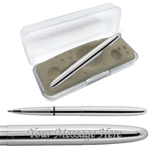 Fisher Space Pen Kugelschreiber – Geschenk-Box, kostenlose Gravur, perfekter Geburtstag oder jeden Fan des Weltraums, Chrom ohne Clip von Tinte Ink