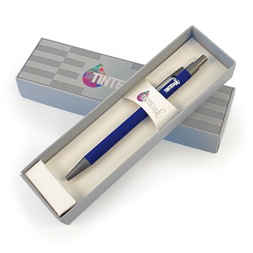 TinteInk Kugelschreiber 5, 10, 20 mit Luxus-Geschenkbox – Ideales Firmengeschenk für Kollegen Modernes Soft-Touch-Design mit schwarzer Tinte Perfekt für Arbeit und Veranstaltungen! (Blauer Stift + von Tinte Ink