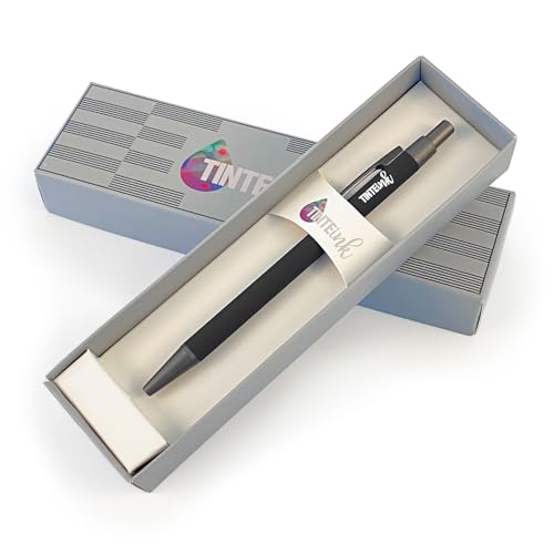 TinteInk Kugelschreiber 5, 10, 20 mit Luxus-Geschenkbox - Ideales Firmengeschenk für Kollegen Modernes Soft-Touch-Design mit schwarzer Tinte Perfekt für Arbeit und Veranstaltungen! (Schwarzer Stift + von Tinte Ink