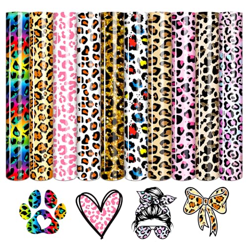 Tintnut Leopard Plotterfolie Textil,flexfolie plotter textil, 10Pack 30cmx25cm Perfekt für Cricut, Plotter und Transferpressen von Tintnut