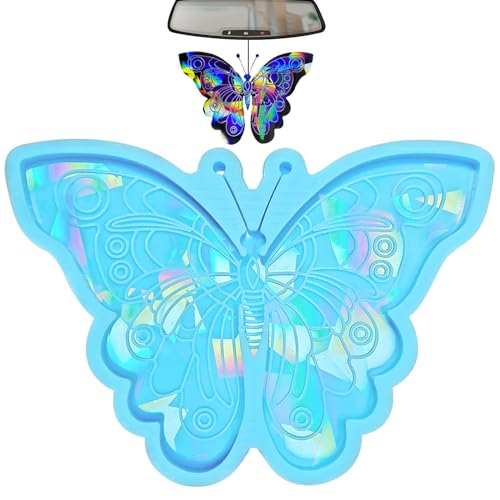 Tioheam Schmetterling Schlüsselanhänger holografische Form - Silikonform für auffälligen holografischen Schmetterling | Gießformen aus Kunstharz für Wanddekoration, Schlüsselanhänger, Halsketten von Tioheam