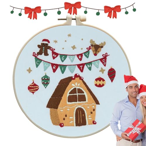 Tioheam Weihnachts-Stickset,Weihnachts-Nadelspitzen-Sets,Weihnachtsornament-Nadelspitzen-Sets für Anfänger | Weihnachtsmuster-Strickset, exquisites Webset für Liebhaber, Familien von Tioheam