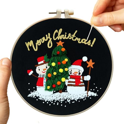 Tioheam Weihnachtsornament-Stickset,Stickset Weihnachten - Weihnachtsornament-Nadelspitzen-Sets für Anfänger,Weihnachtsmuster-Strickset, exquisites Webset für Liebhaber, Familien von Tioheam