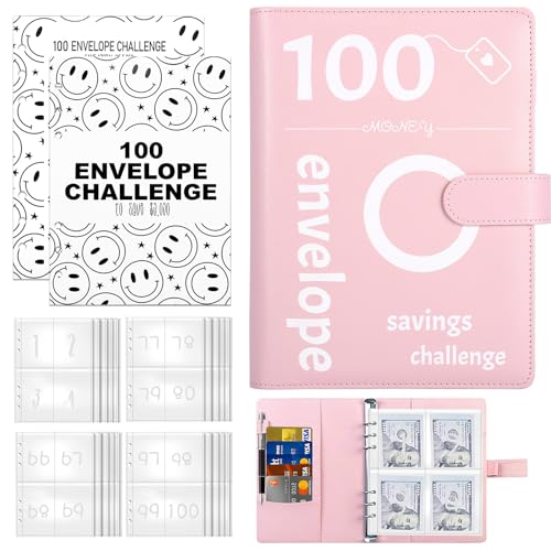 100 Briefumschläge Challenge Binder, 100 Geldsparbinder Herausforderung Geld-Budget-Ringbuch Sparbuch mit Geldumschlägen Umschlag um 5050€ Geldbinder von TiooDre