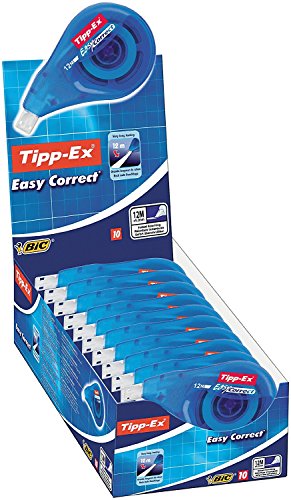 Tipp-Ex Korrekturroller Easy Correct zum seitlichen Korrigieren, 12m x 4.2mm, 10er Pack, Ideal für das Büro, das Home Office oder die Schule von BIC