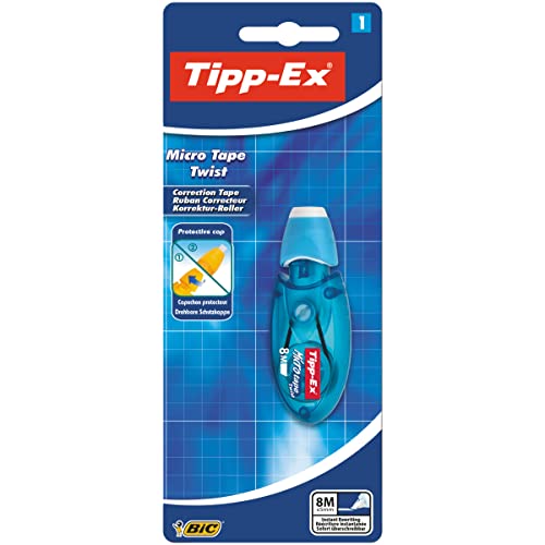 Tipp-Ex Korrekturroller Micro Tape Twist mit Schutzkappe, 8m x 5mm, 1er Pack, Ideal für das Büro, das Home Office oder die Schule von BIC