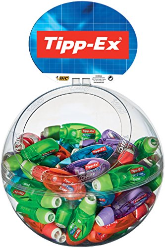 Tipp-Ex 8794321 Korrekturroller Micro Tape Twist mit drehbarer Schutzkappe, 60 bunte Korrekturmäuse im Bubble-Display, 8 m x 5 mm von BIC