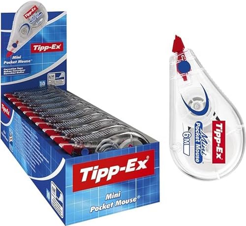 Tipp-Ex Korrekturroller Mini Pocket Mouse, 6m x 5mm, 10er Pack, Ideal für das Büro, das Home Office oder die Schule von Tipp-Ex