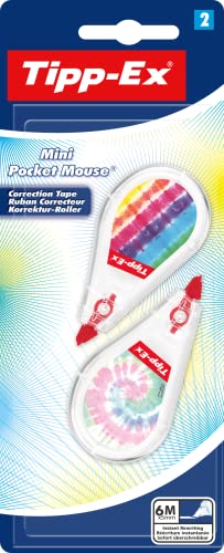 Tipp-Ex Korrekturroller Mini Pocket Mouse Dekor, 6 m x 5 mm, 2er Pack, Ideal für das Büro, das Home Office oder die Schule von Tipp-Ex