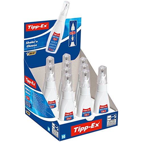 Tipp-Ex 901732 Korrekturstift Shake´n Choose 2 in 1, 15 ml, Displaybox à 10 Stück, weiß von BIC