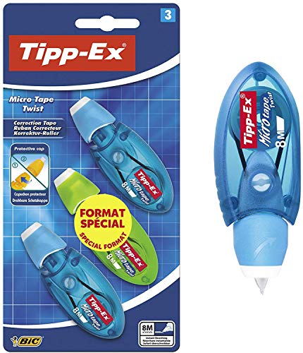 Tipp-Ex Micro Tape Twist Einweg-Korrekturroller, 3 Stück Farbe zufällig von BIC