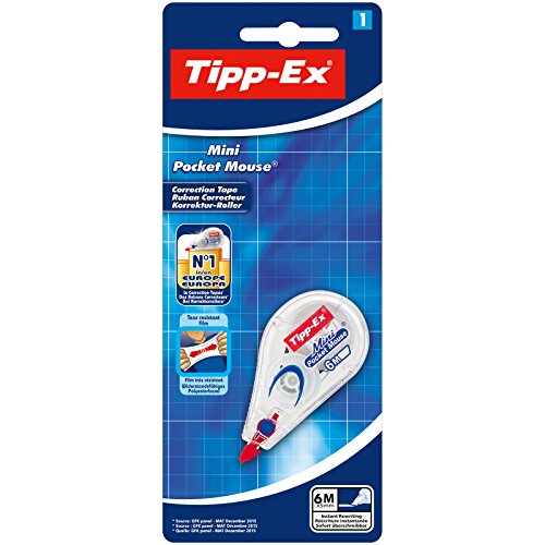 Tipp-Ex Korrekturroller Mini Pocket Mouse, 6 m x 5 mm, 1er Pack, Ideal für das Büro, das Home Office oder die Schule von BIC