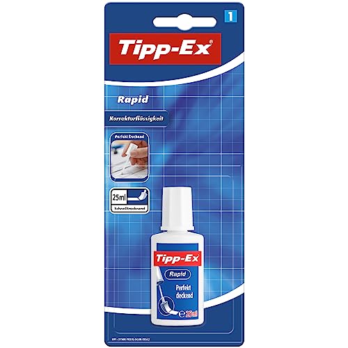 Tipp-Ex Rapid, Korrekturfluid mit Auftragsschwämmchen, schnelltrocknend, 1x25ml, Ideal für das Büro, das Home Office oder die Schule von BIC