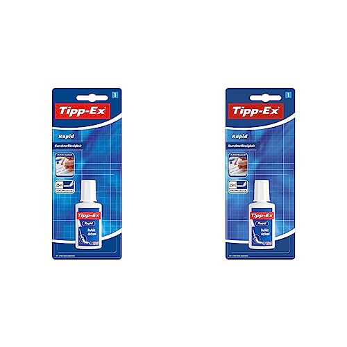 Tipp-Ex Rapid Korrekturfluid Blister à 1x25ml mit Auftragsschwämmchen für präzise Korrekturen, schnelltrocknende Korrektur Flüssigkeit (Packung mit 2) von Tipp-Ex