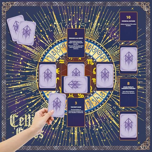 Tirmanaz Altartuch, Samt, Tarot-Tischdecke, keltisches Kreuz, bedrucktes Tarottuch zum Lesen, violette Tarot-Matte, Tarottuch zum Lesen, Karten, Wahrsagen, Hexerei, Magie von Tirmanaz