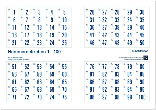 1000er-Set Nummernetiketten selbstklebend aus Papier, Zahlen zum Aufkleben, Nummernlagen in 1000er-Schritten wählbar (Nr. 1-1000) von Tirrito