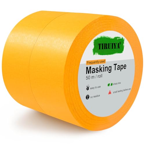 Tiruiya Goldband Malerkrepp Kreppband, Rückstandsfreies Profi Washi Tape Klebeband, Abklebeband Malerband zum Streichen, Line Lackieren, Renovieren Auto von Tiruiya